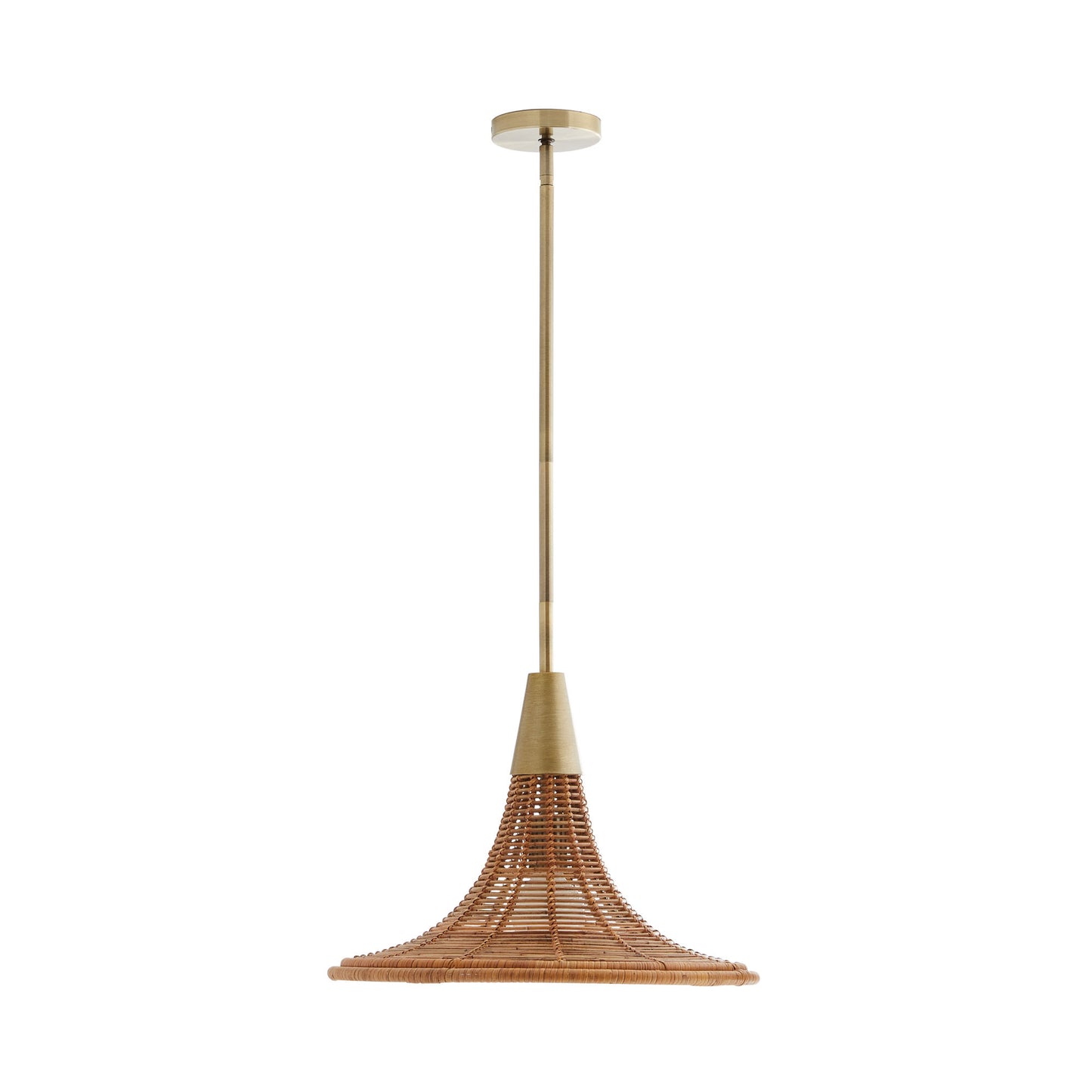 Natural Rattan Nicola Pendant - Elegant Lighting Fixture with Antique Brass Finish - Indoor Use Only