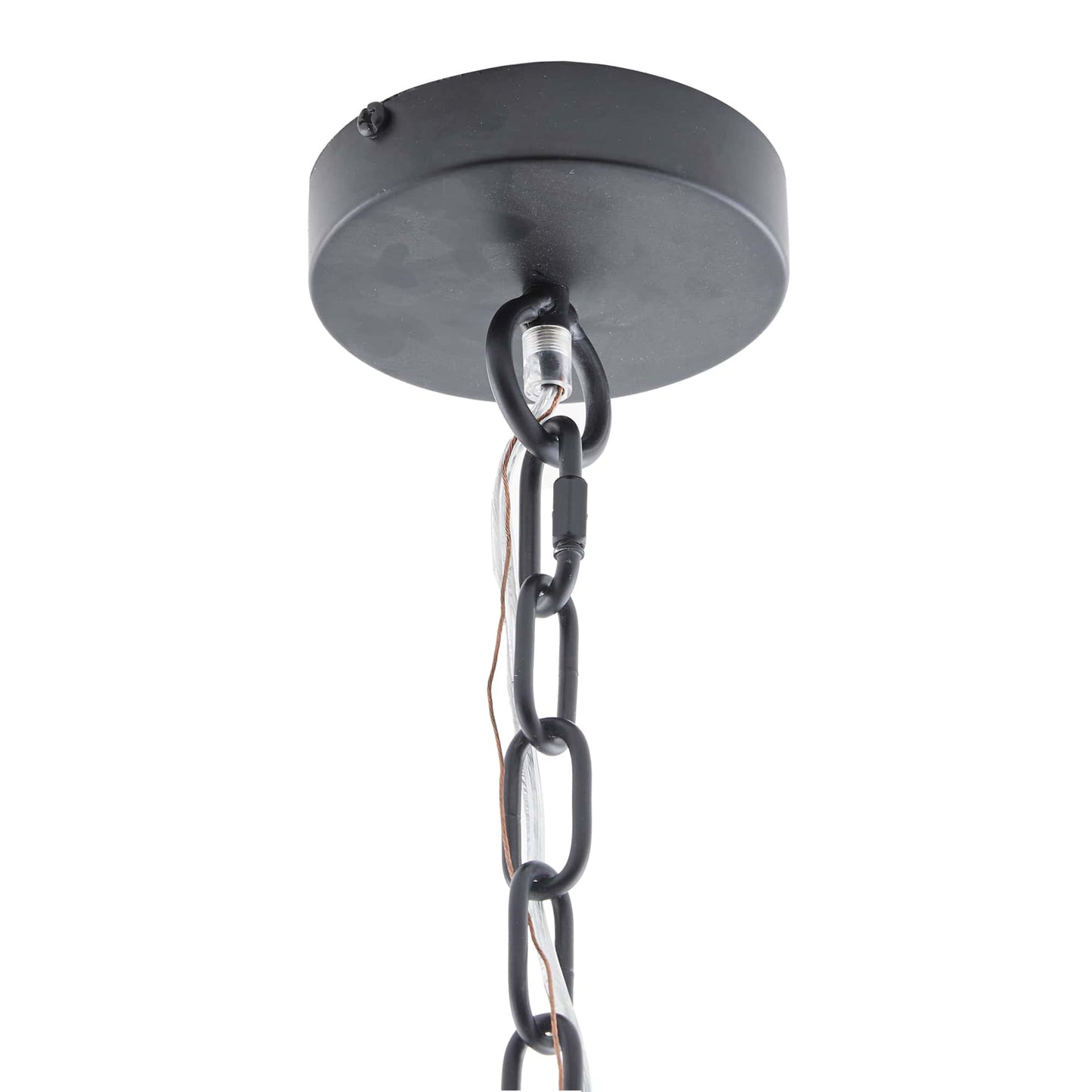 Raven Pendant - Black Stained Wood Chandelier with Bronze Iron Chain - Damp Rated
