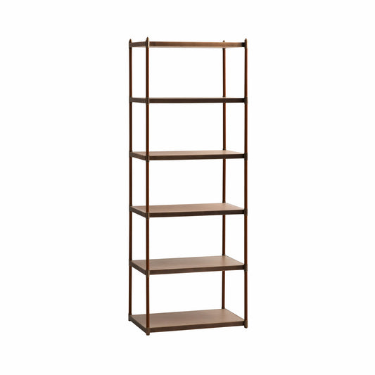 Arteriors Home Natalie Etagere – Blonde Oak & Cognac Leather Bookshelf