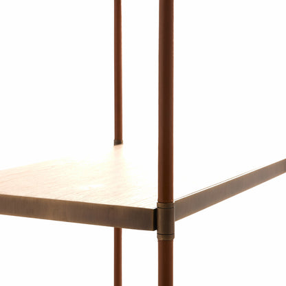 Arteriors Home Natalie Etagere – Blonde Oak & Cognac Leather Bookshelf