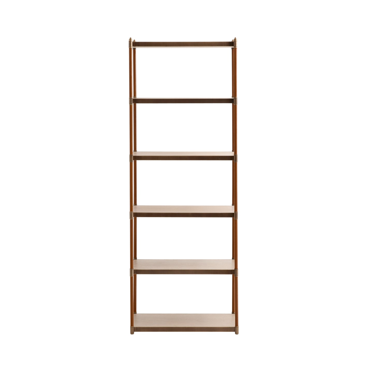 Arteriors Home Natalie Etagere – Blonde Oak & Cognac Leather Bookshelf