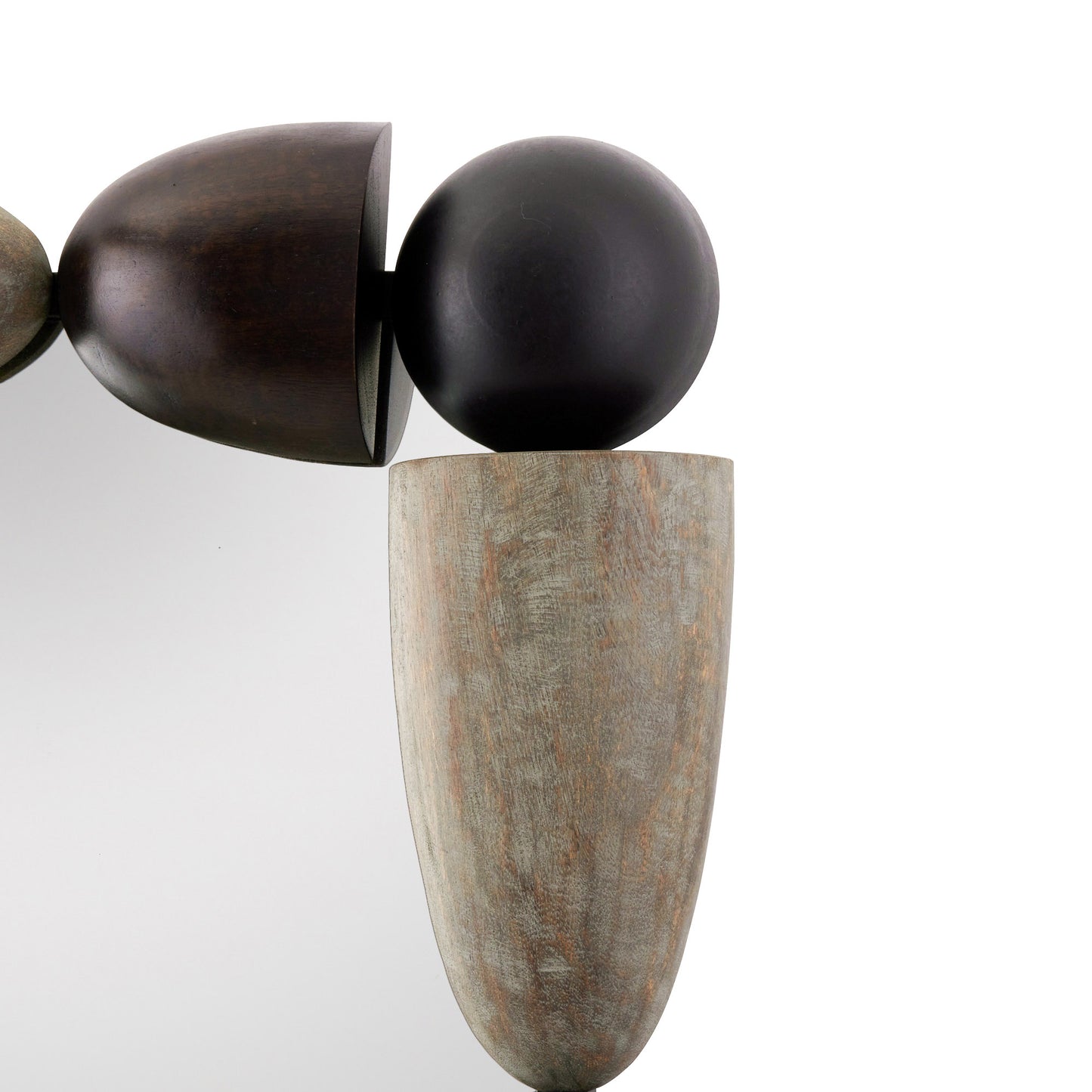 Montego Mirror - Geometric Oak Wood and Iron Frame, Ebony and Gray Wash Finish, Versatile Hanging Options
