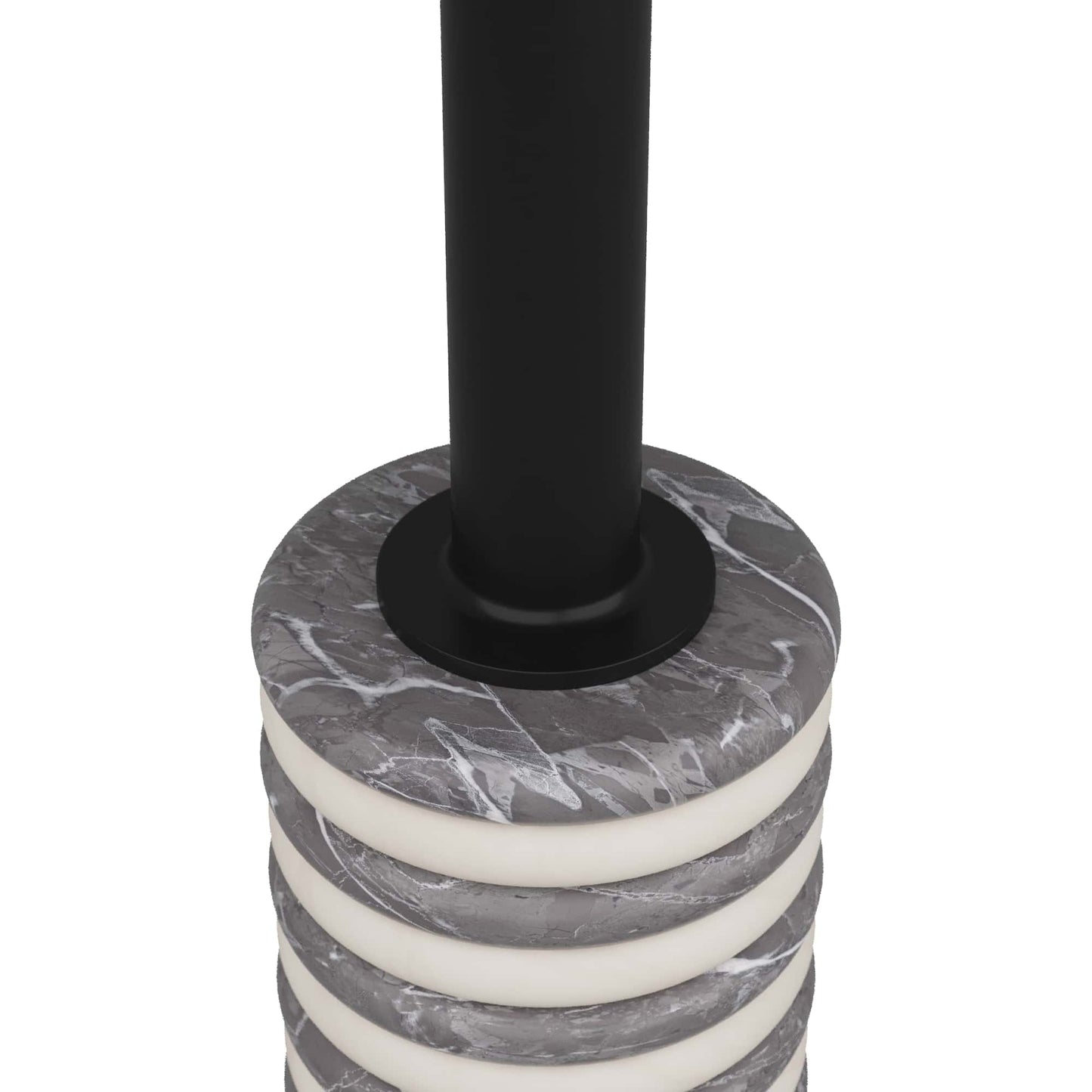Paola Accent Table - Graphic Black and White Marble with Iron Pedestal