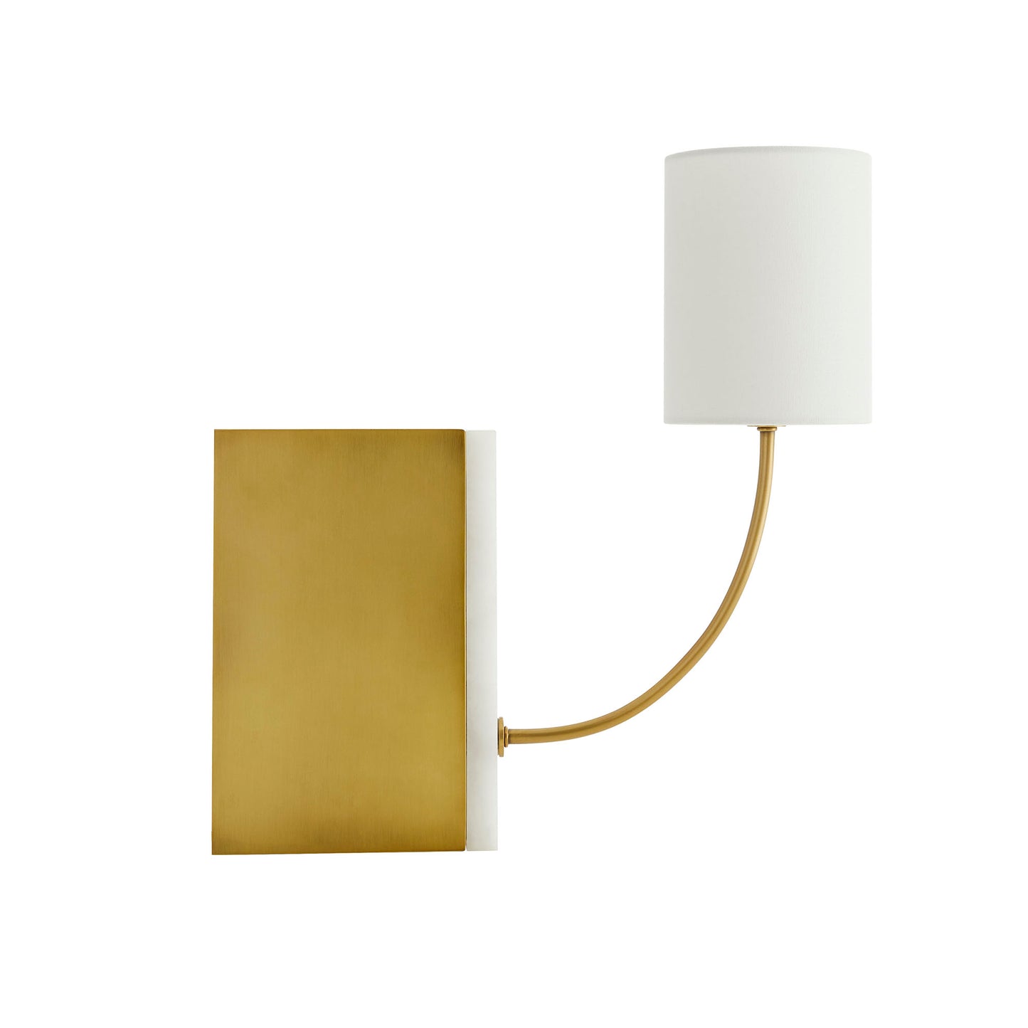 The Flynn Sconce - Antique Brass and White Alabaster with Linen Shade