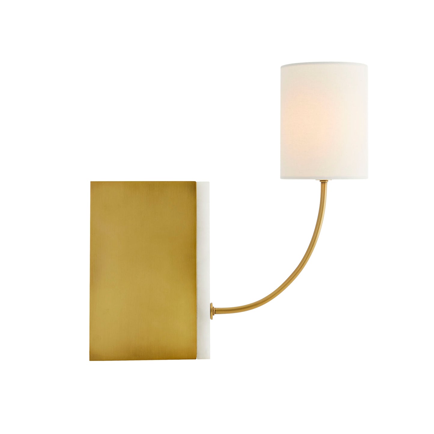 The Flynn Sconce - Antique Brass and White Alabaster with Linen Shade