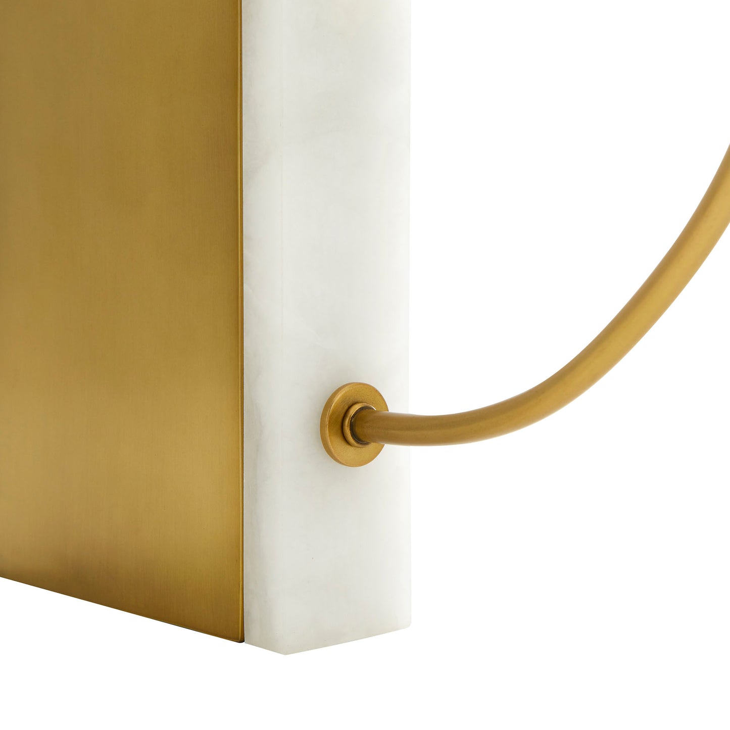 The Flynn Sconce - Antique Brass and White Alabaster with Linen Shade