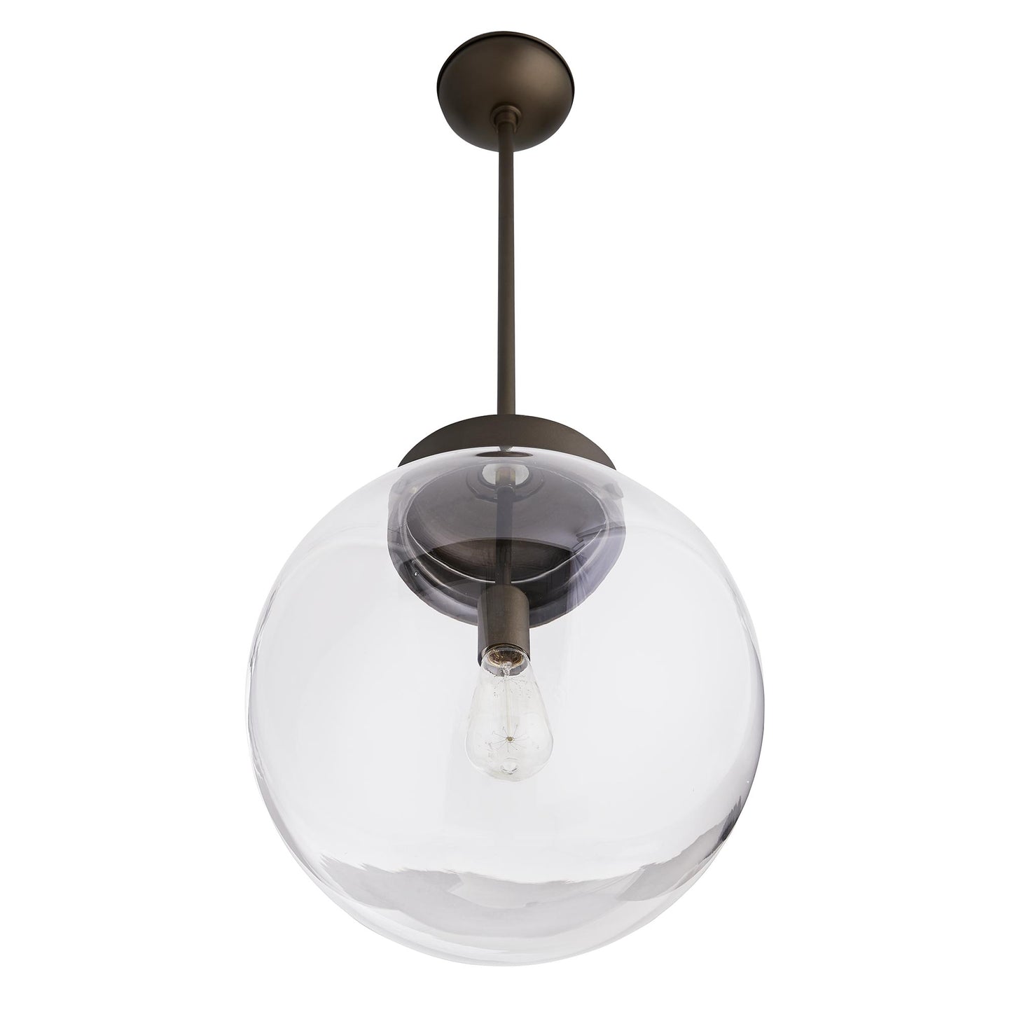 Reeves Large Outdoor Pendant - Antique Brass: Timeless Industrial Globe Pendant with Clear Glass Shade