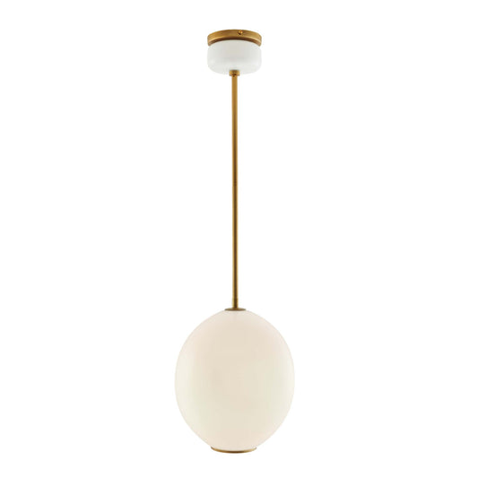 Elegant Somerville Pendant Light - Opal Glass with Antique Brass Pipes - Damp-Rated