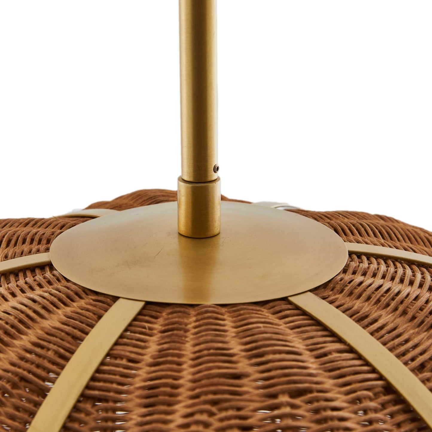 Palma Rattan Pendant Light with Antique Brass Finish - Damp Rated