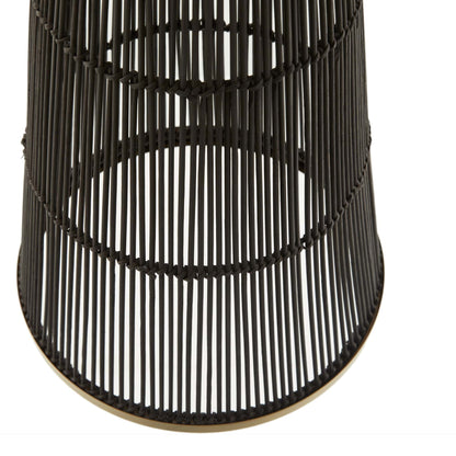 Pesaro Pendant - Modern Statement-Maker with Black Wash Rattan Shade and Antique Brass Accents