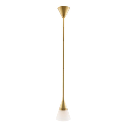 Rai Pendant - Elegant Illuminator with Alabaster Cone Shade and Antique Brass Finish