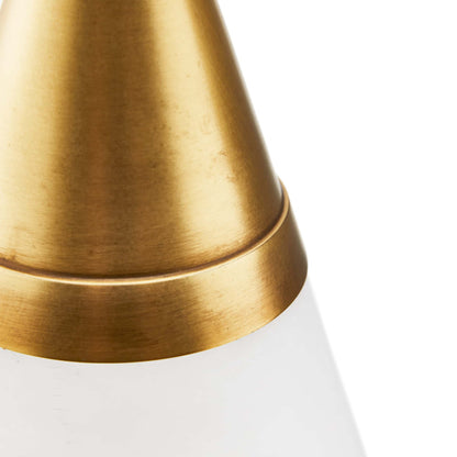 Rai Pendant - Elegant Illuminator with Alabaster Cone Shade and Antique Brass Finish