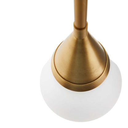 Rai Pendant - Elegant Illuminator with Alabaster Cone Shade and Antique Brass Finish