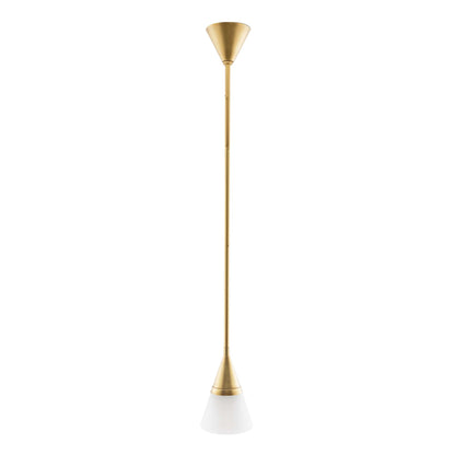 Rai Pendant - Elegant Illuminator with Alabaster Cone Shade and Antique Brass Finish