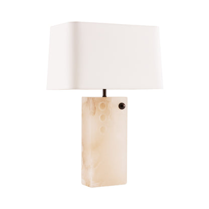 Nuevo Lamp - White Alabaster Sculptural Form with Bronze Accent