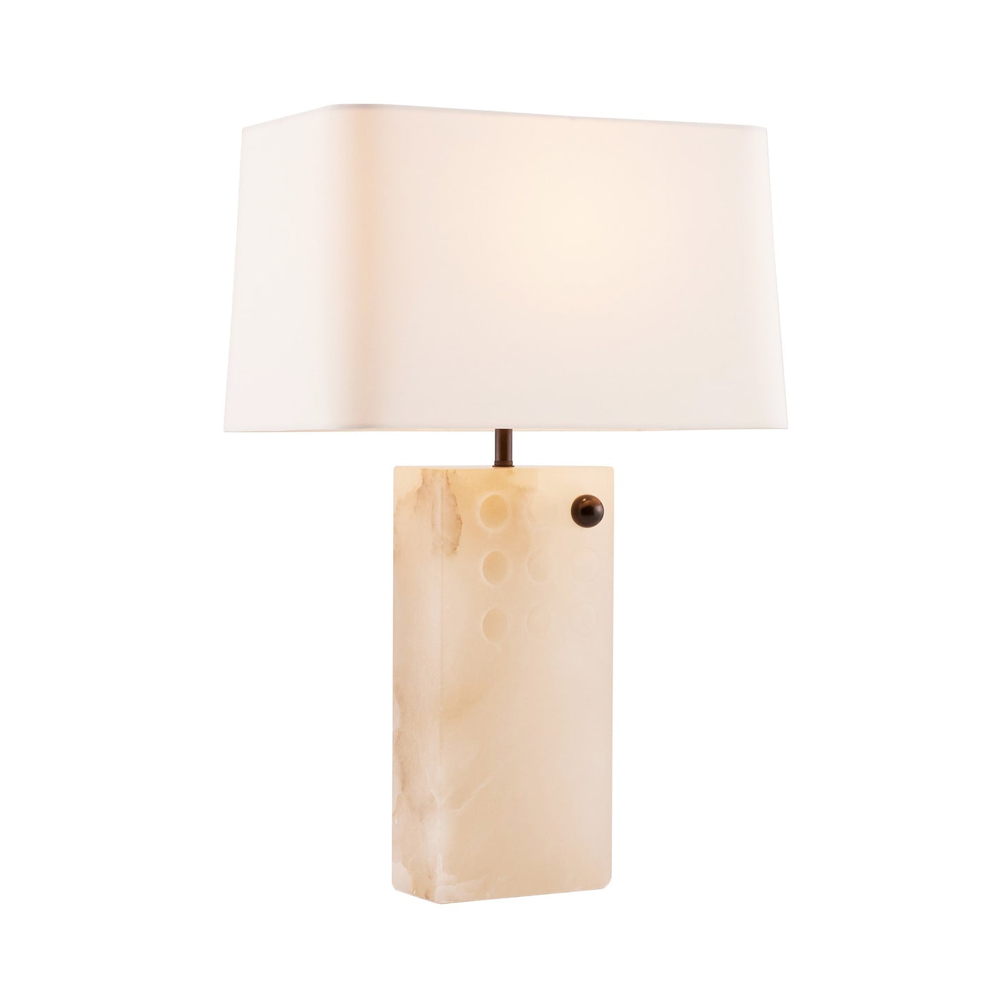 Nuevo Lamp - White Alabaster Sculptural Form with Bronze Accent