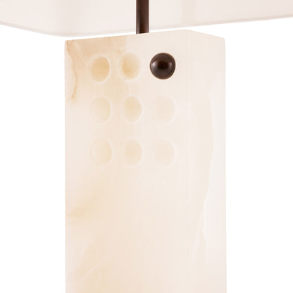 Nuevo Lamp - White Alabaster Sculptural Form with Bronze Accent