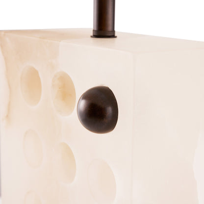 Nuevo Lamp - White Alabaster Sculptural Form with Bronze Accent