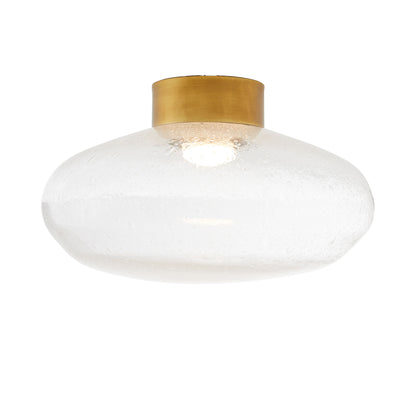 Mission Flush Mount - Clear Seedy Glass with Antique Brass Steel