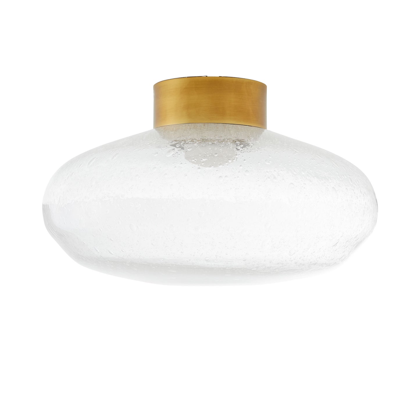 Mission Flush Mount - Clear Seedy Glass with Antique Brass Steel