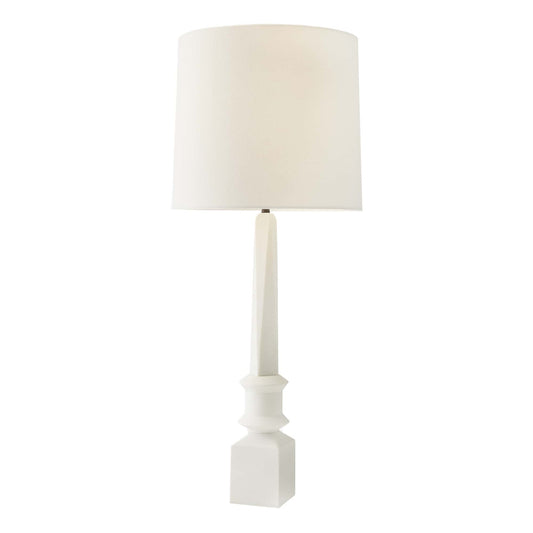 Ramira Lamp - Ivory Riverstone Composite Table Lamp with Off-White Linen Drum Shade