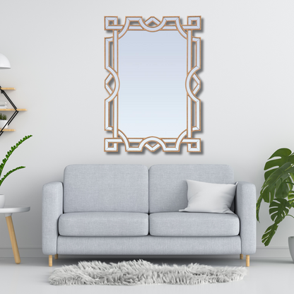 Extravaganza Mirror - Geometric Gold-Molded Elegance with Hand-Cut Panes