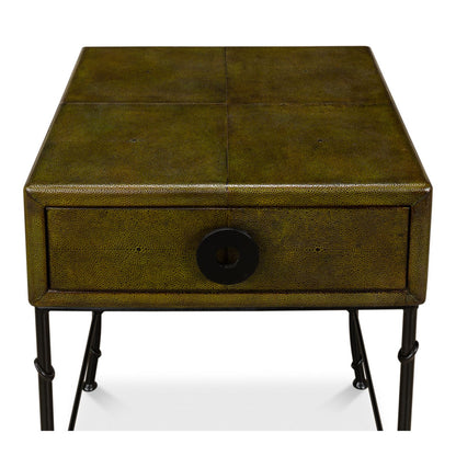 Gabriella Shagreen Side Table – Leaf Finish with Iron Base