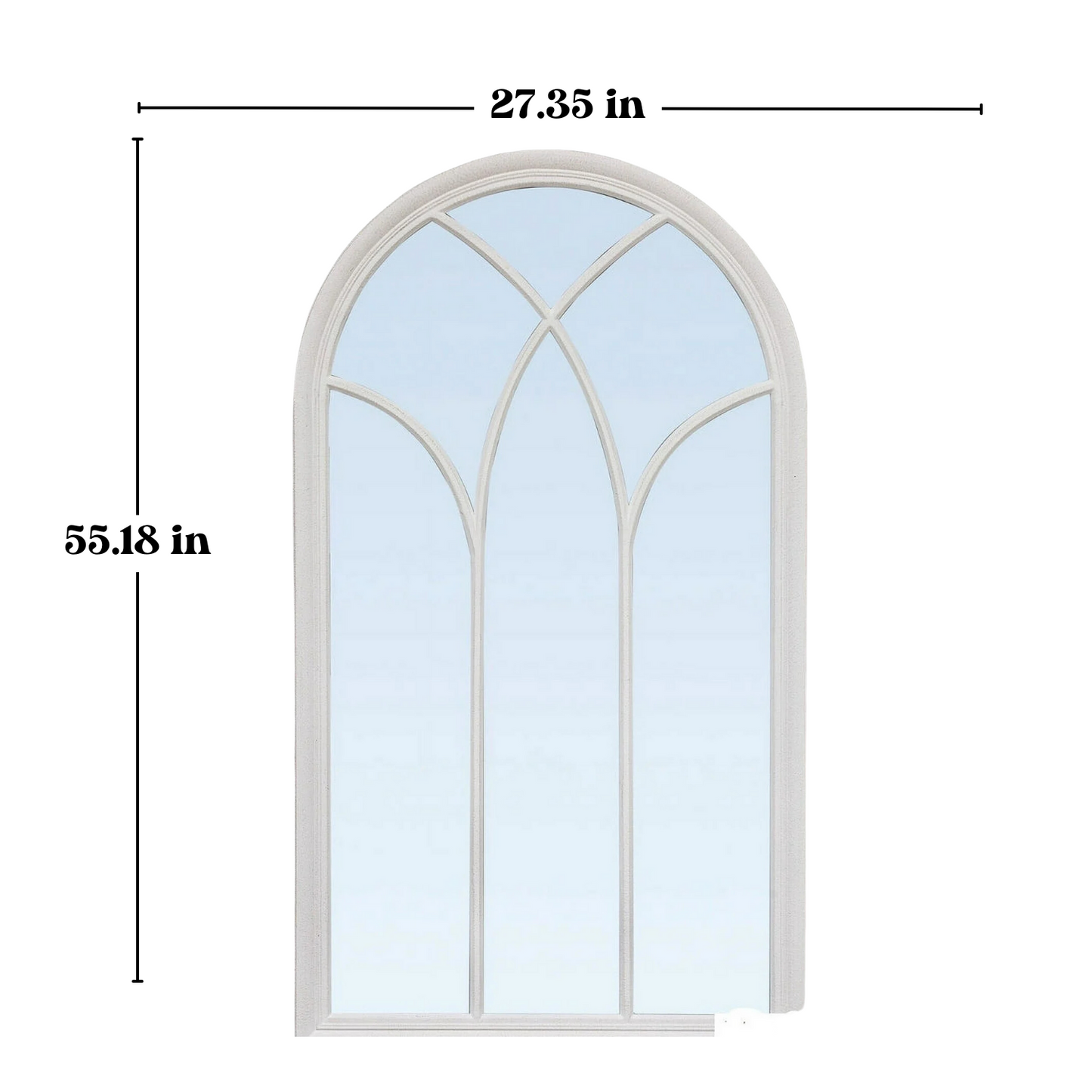 The Chapel Mirror - Serene Window Design with Silver White Wash Frame - Beveled