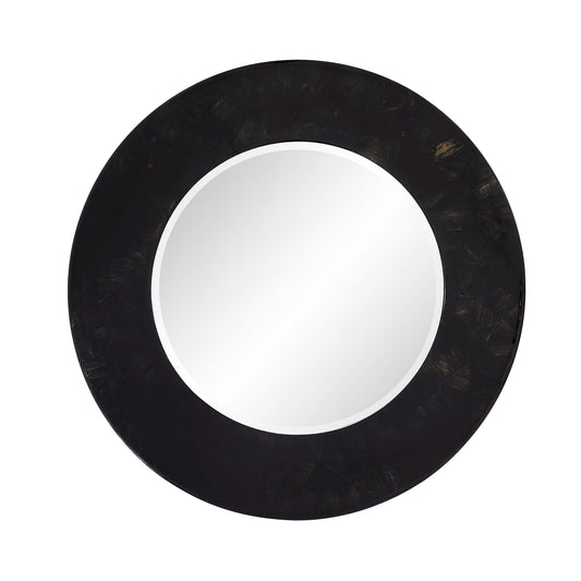Lona Mirror - Contemporary Round Mirror with Natural Cornhusk Frame