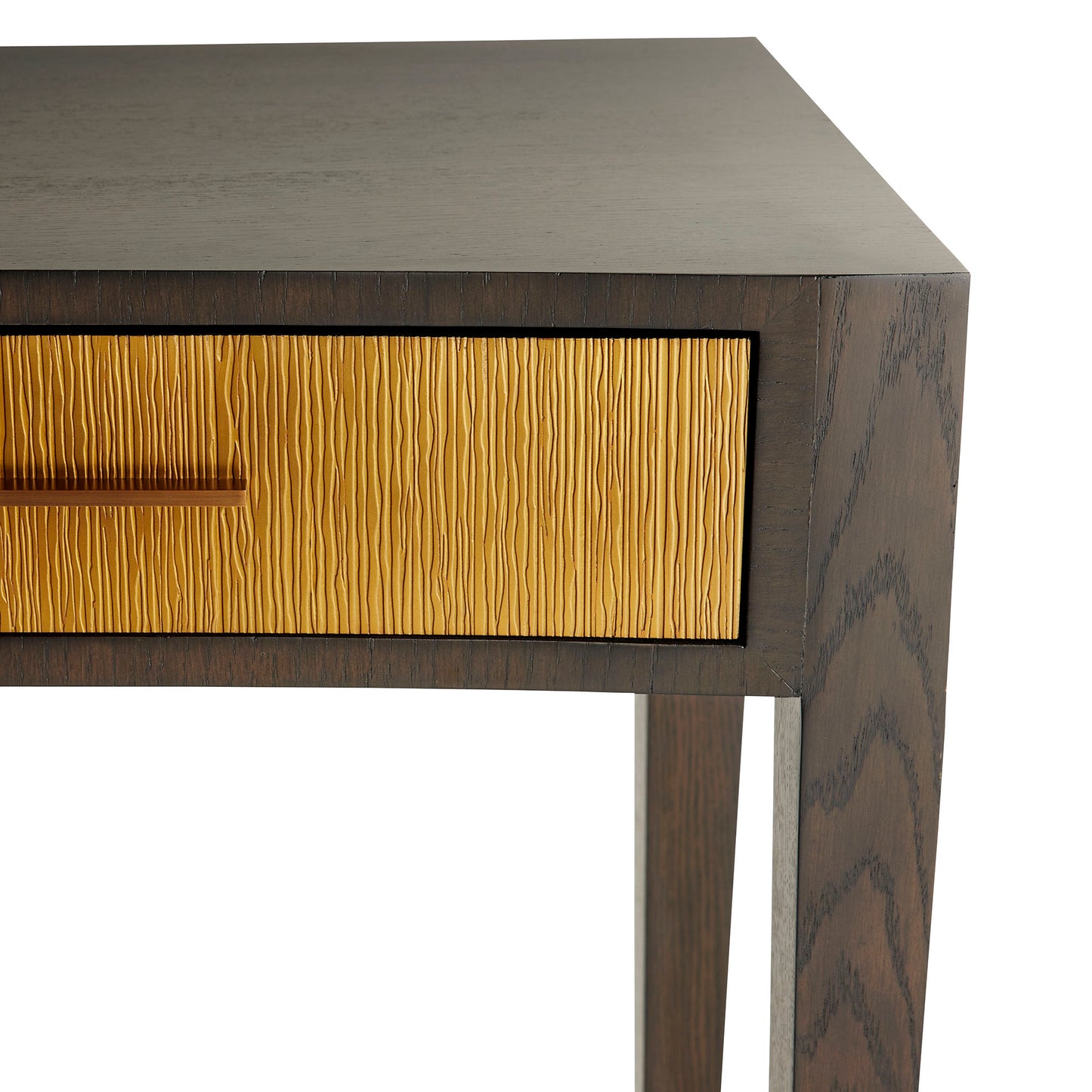 Lancaster Console - Ebony Toned Oak Veneer with Antique Brass Clad Drawer Fronts