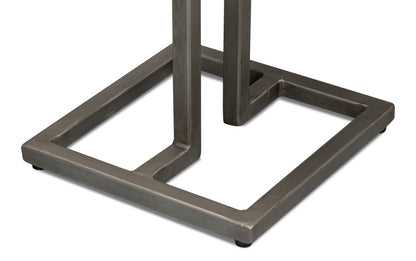 Pinto End Table - Grey Traditional Iron with Mango Wood Top, Gunmetal Base