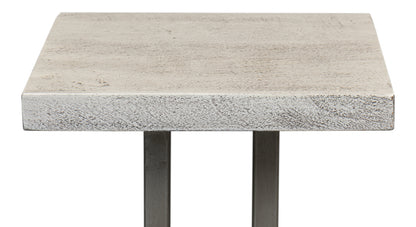 Pinto End Table - Grey Traditional Iron with Mango Wood Top, Gunmetal Base