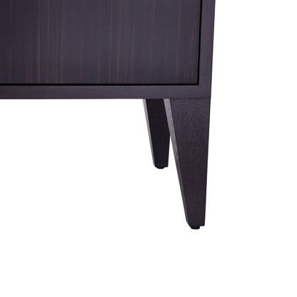 Maher Cabinet - Oak Veneer with Charcoal Wood Finish and Antique Brass Hardware