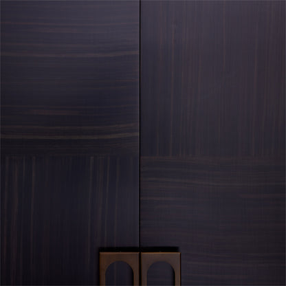 Maher Cabinet - Oak Veneer with Charcoal Wood Finish and Antique Brass Hardware