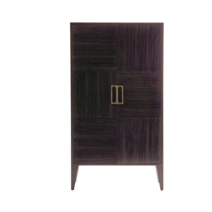 Maher Cabinet - Oak Veneer with Charcoal Wood Finish and Antique Brass Hardware