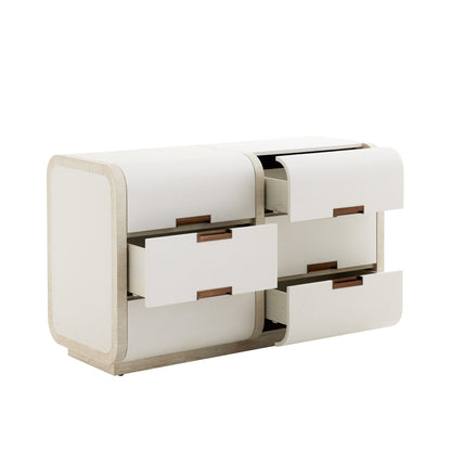 Arteriors Home Madison Chest – Beige Seagrass Cloth & Oak Veneer Dresser