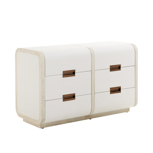 Arteriors Home Madison Chest – Beige Seagrass Cloth & Oak Veneer Dresser