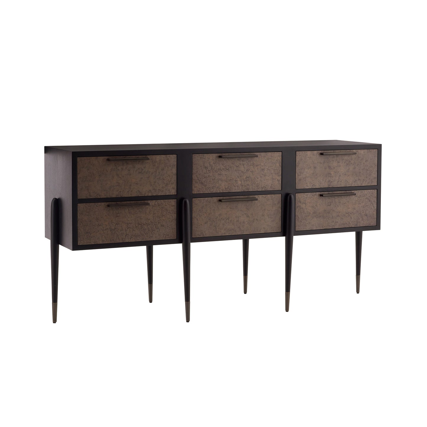 Moody Credenza - Vintage-Inspired Console with Armor Burl Veneer and Brass Accents
