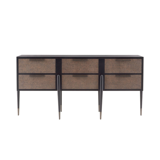 Moody Credenza - Vintage-Inspired Console with Armor Burl Veneer and Brass Accents