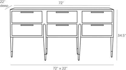 Moody Credenza - Vintage-Inspired Console with Armor Burl Veneer and Brass Accents