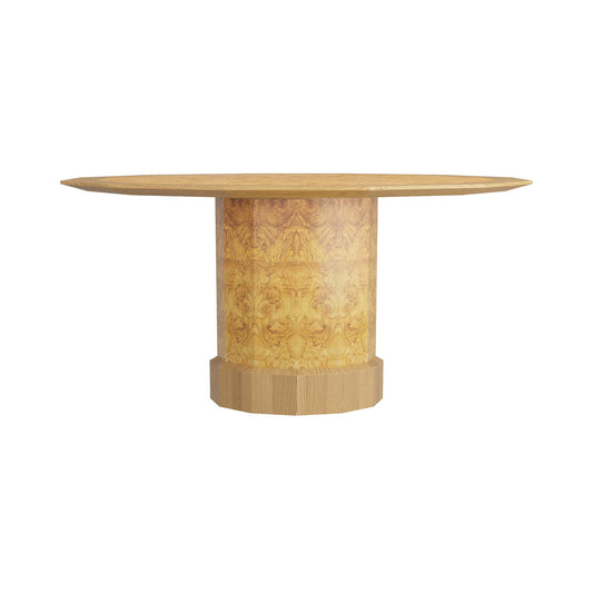 Reuben Dining Table - Maximalist Octagonal Design in Blonde Burl Oak and Chestnut Oak Veneers
