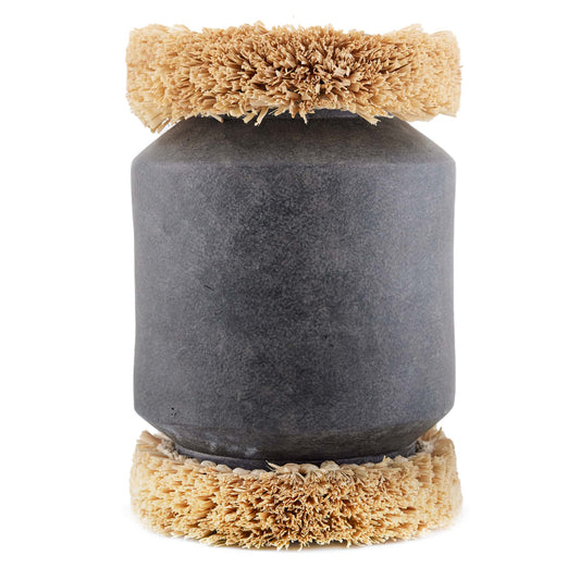 Handmade Matte Charcoal Terracotta Raffie Vase - Textural Thatched Roofing Inspiration