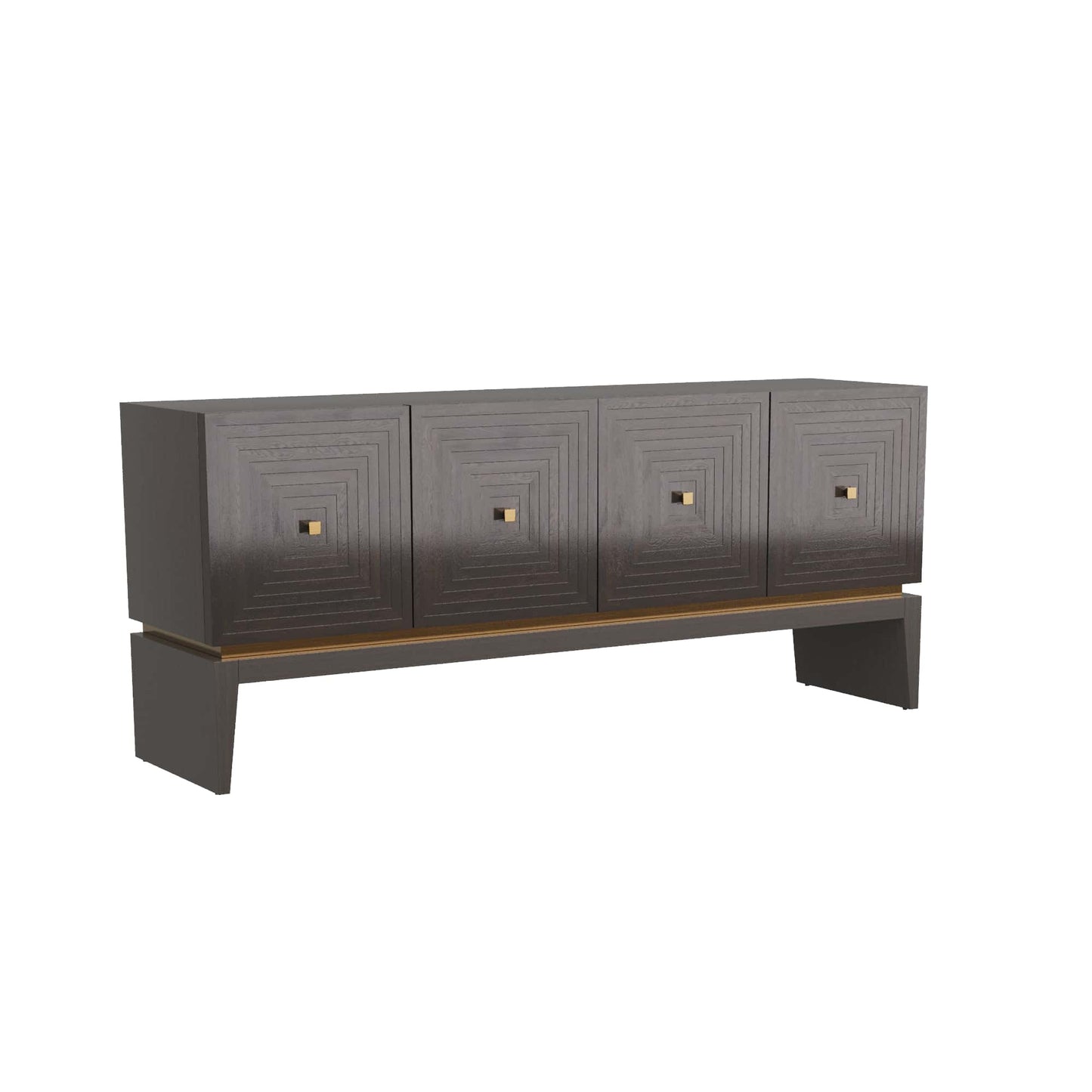 Renata Credenza - Sable-Finished Oak with Stepped Door Fronts and Antique Brass Hardware