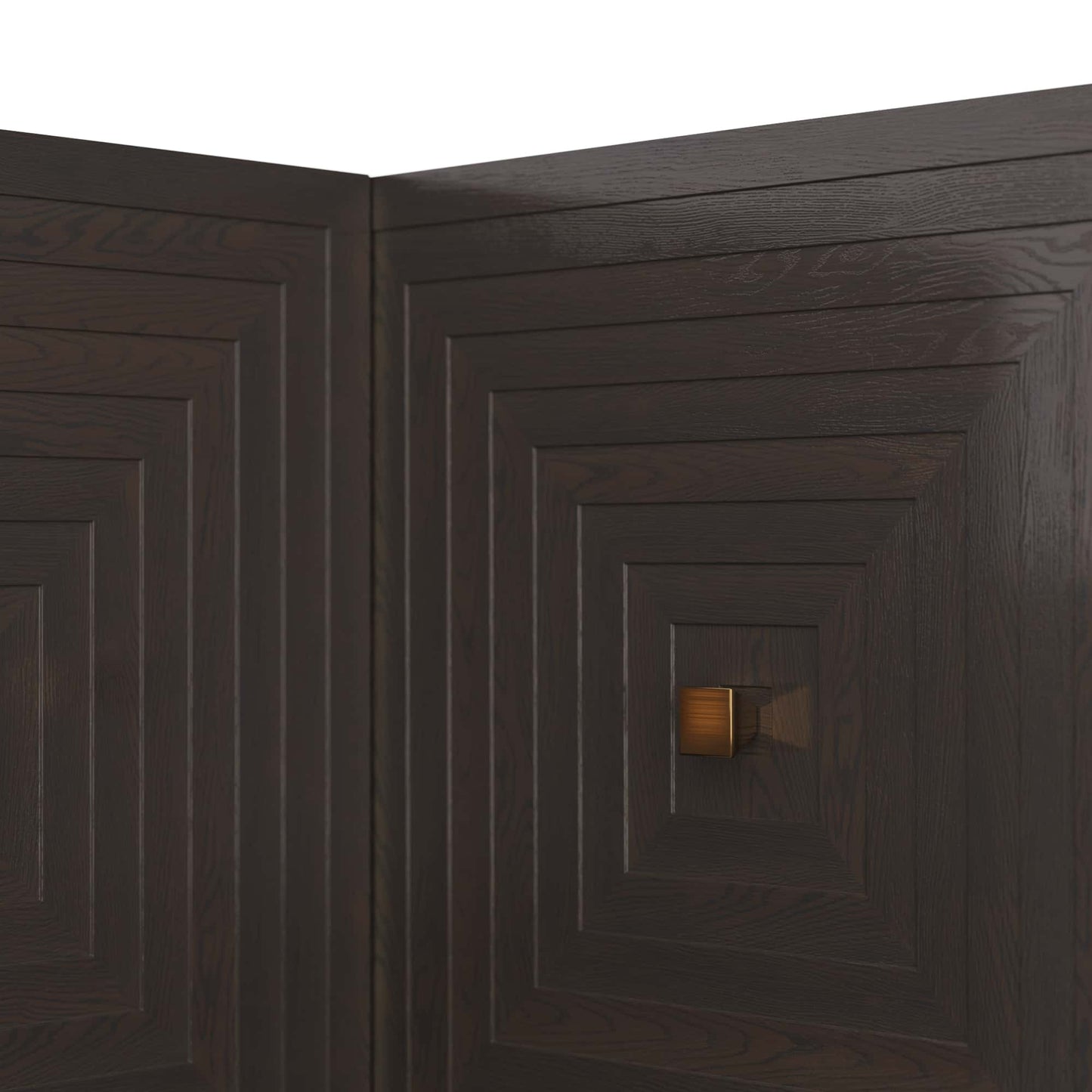 Renata Credenza - Sable-Finished Oak with Stepped Door Fronts and Antique Brass Hardware