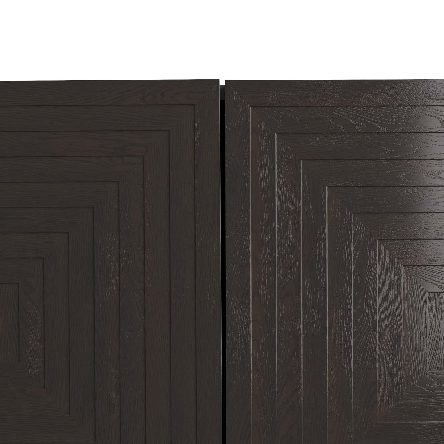 Renata Credenza - Sable-Finished Oak with Stepped Door Fronts and Antique Brass Hardware