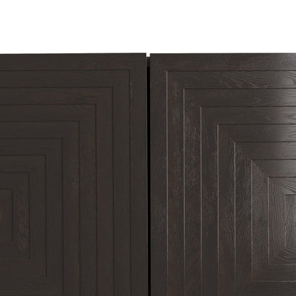 Renata Credenza - Sable-Finished Oak with Stepped Door Fronts and Antique Brass Hardware