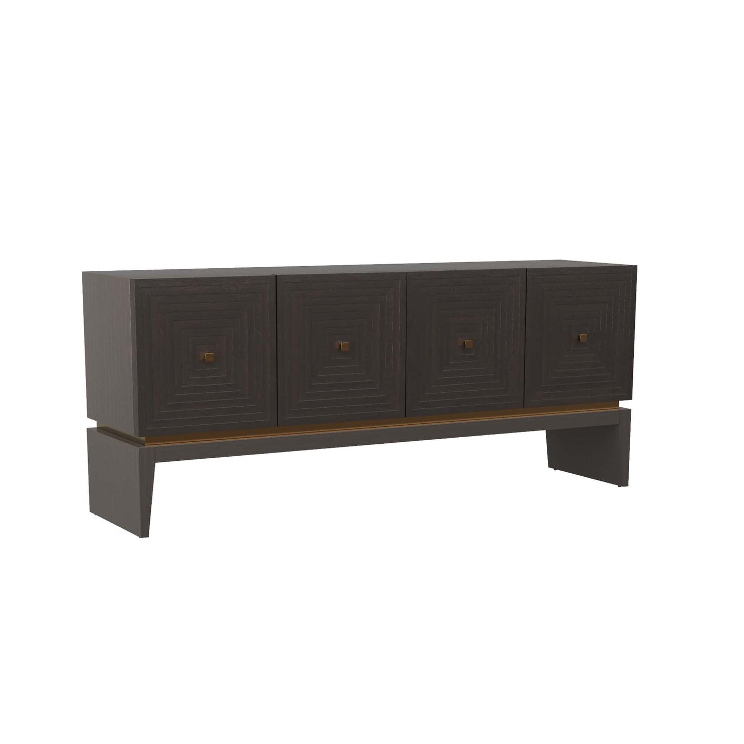 Renata Credenza - Sable-Finished Oak with Stepped Door Fronts and Antique Brass Hardware