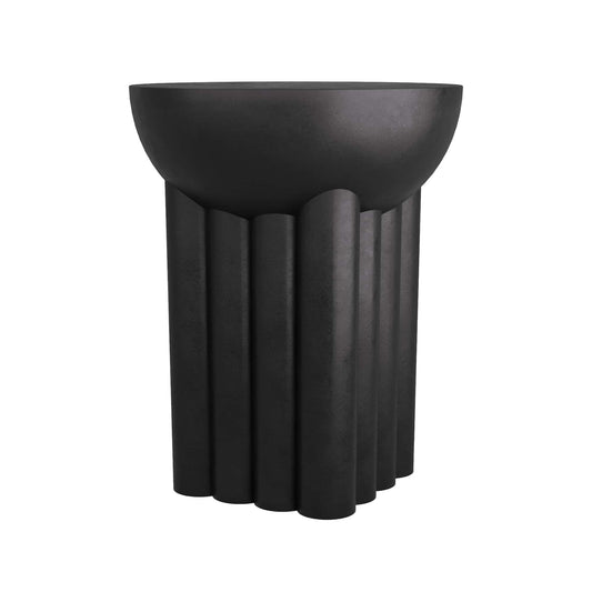 Santos Accent Table Stylish Black Pedestal Design with Concrete Detail