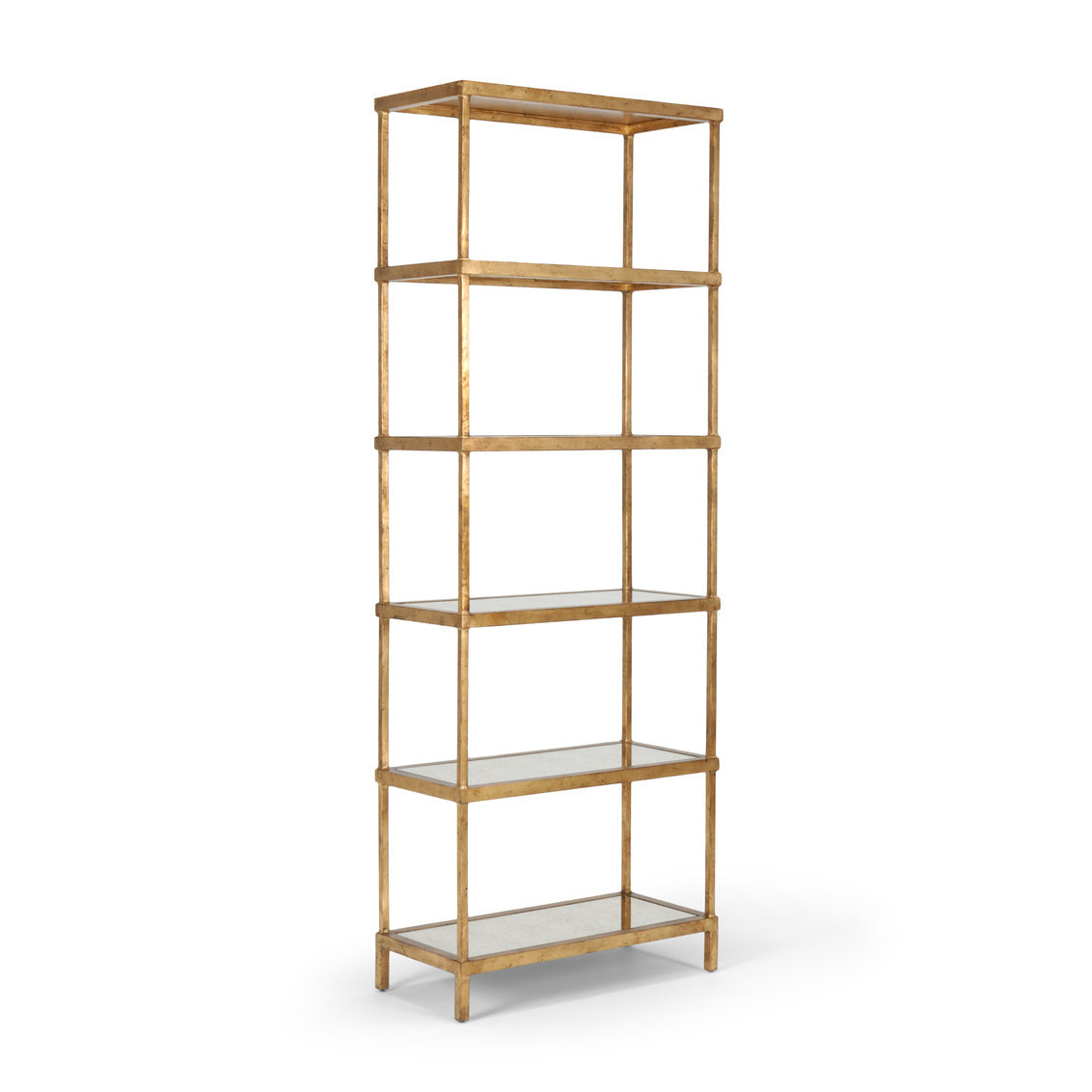 Etagere – Antique Gold Leaf with Mirrored Shelves