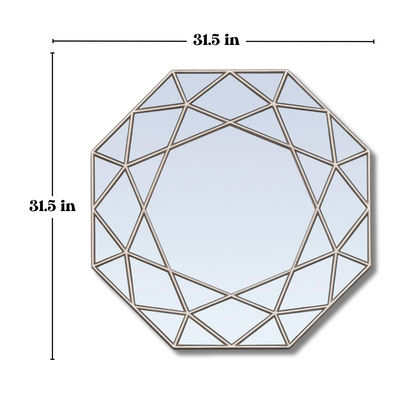 Silver Geometric Octagon Mirror - Modern Wall Decor with Sleek Geometric Design for Contemporary Spaces